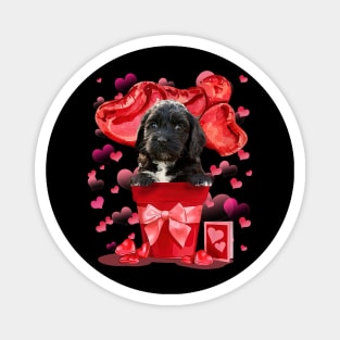 Black Cockapoo Dog In Red Pot Happy Valentine's Day Magnet